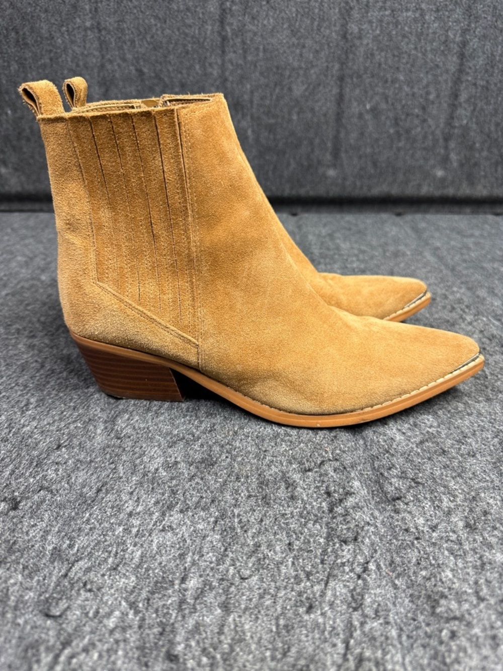 Marc Fisher Tan Suede Pointed Toe Ankle Boots - Picture 3 of 10